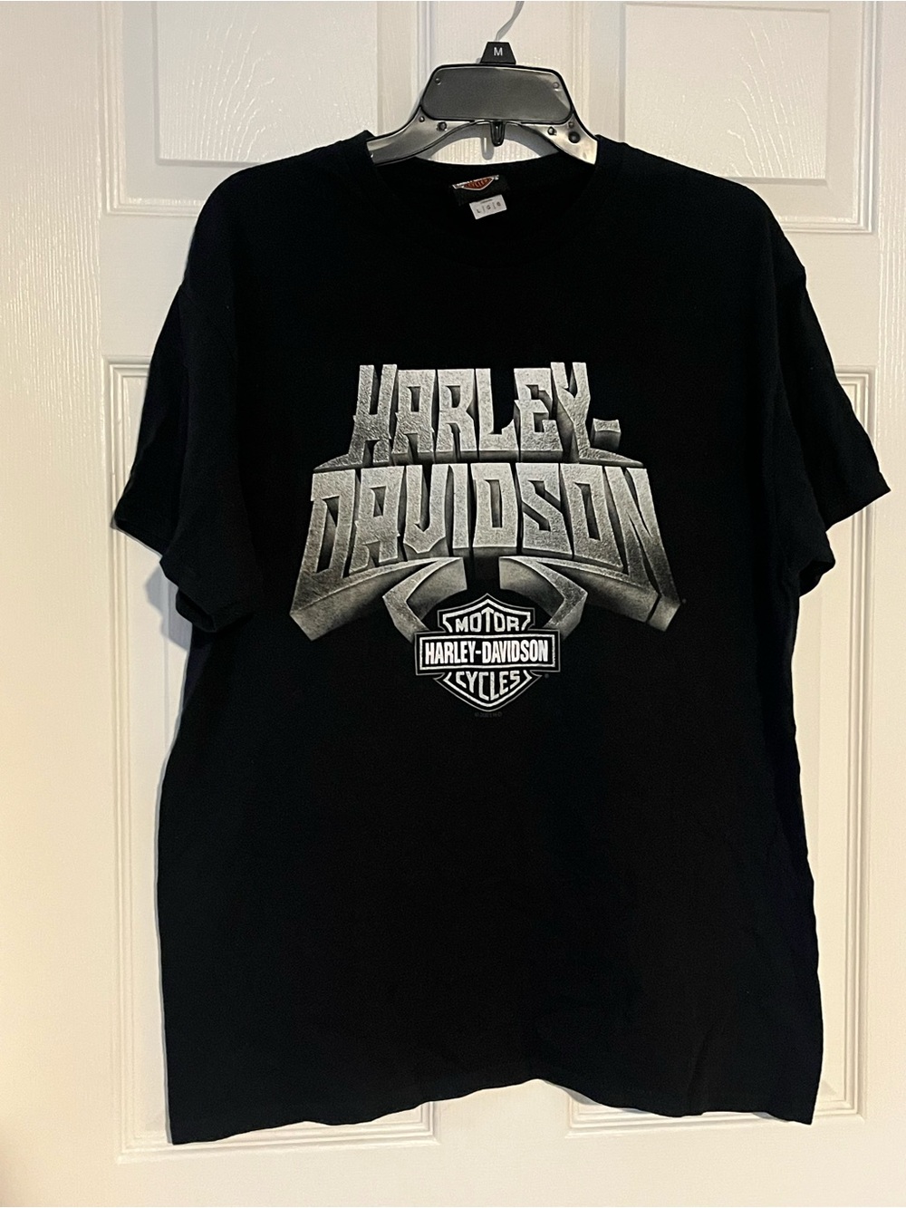 Harley-Davidson Black Tee with Large Metallic Silver Logo